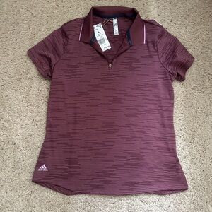 NWT. Adidas Womens Novelty Polo Large Quiet Crimson (318)